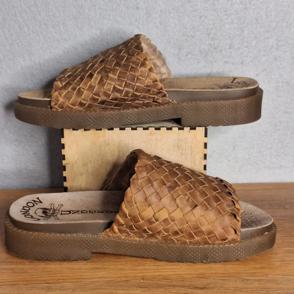 London Underground Vintage 90s Men’s UK 8 8.5 Wood Platform Sandals FLAW
